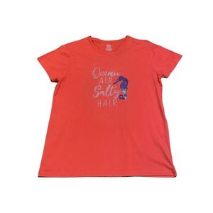 Ocean Air Salty Hair T-shirt Womens XL Rhinestone Cruising Tee Shirt Seahorse